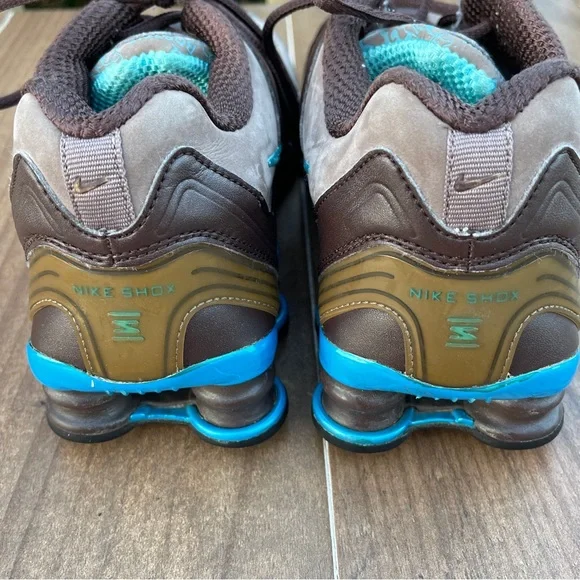 RARE VINTAGE NIKE SHOX ROUTE 66 TENNIS SHOE BROWN/METALLIC BLUE